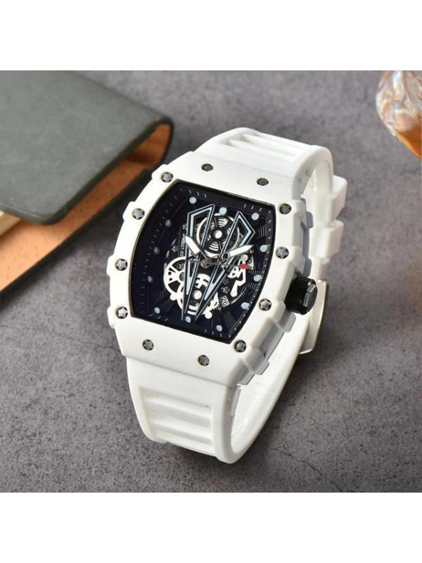 Brand Inspired Watch in Ceramic Casing - White Strap 