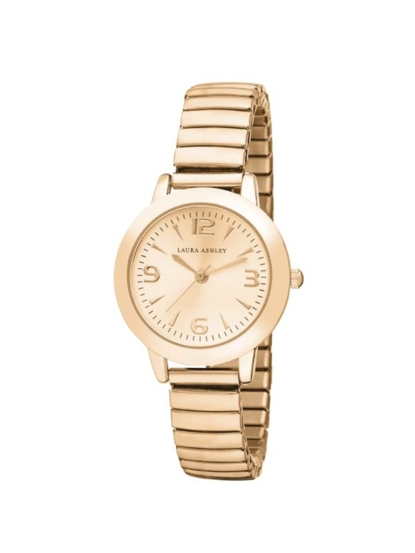 Laura Ashley Rosegold Women's Round Expandable Stainless Steel Bracelet Watch