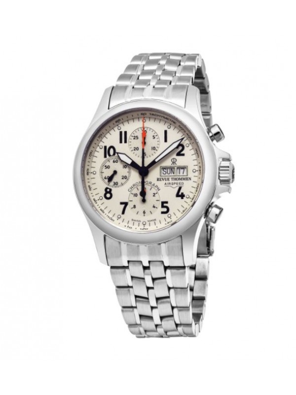 Revue Thommen Men's 17081.6138 'Pilot' Ivory Dial Stainless Steel Chronograph Swiss Automatic Watch
