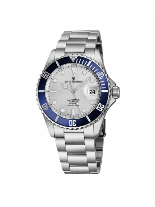 Revue Thommen Men's 17571.2125 'Diver' Silver Dial Stainless Steel Bracelet Swiss Automatic Watch