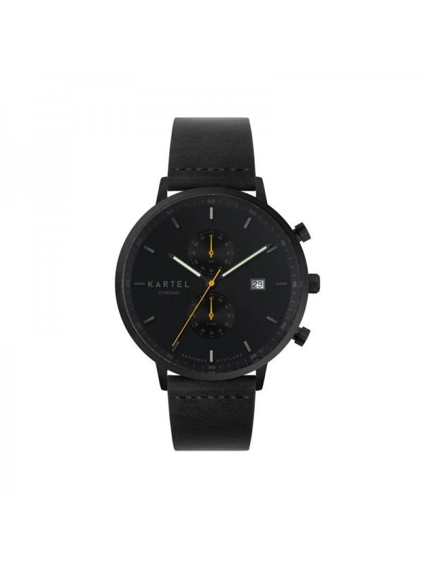 KNOYDART 43MM BLACK LEATHER STRAP WATCH