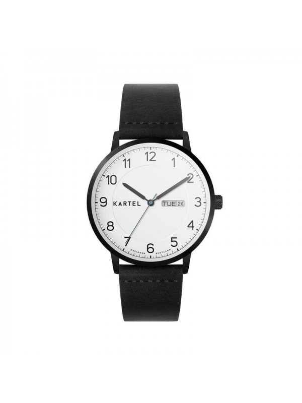 MORRIS 40MM BLACK LEATHER STRAP WATCH
