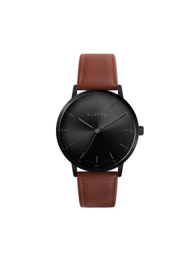 HUME 40MM MAROON LEATHER STRAP WATCH