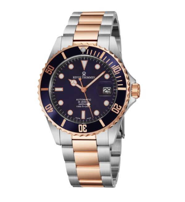 Revue Thommen 17571.2155 'Diver' Blue Dial Two Tone Stainless Steel Swiss Automatic Watch
