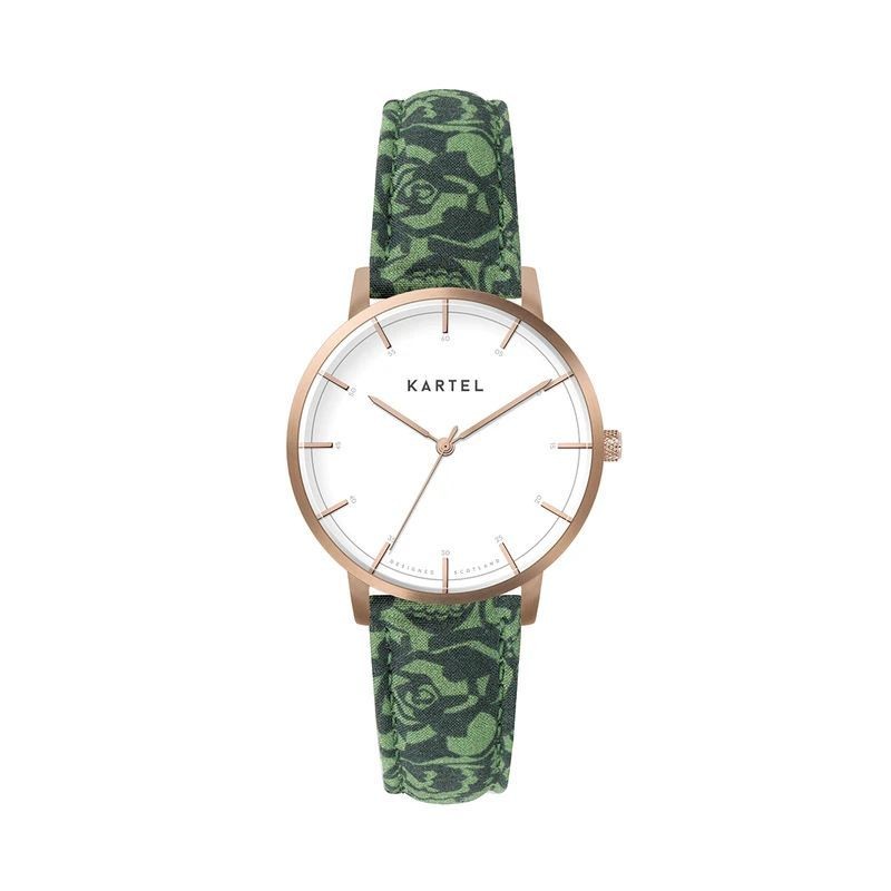 ISLA 34MM GREEN FABRIC STRAP WATCH