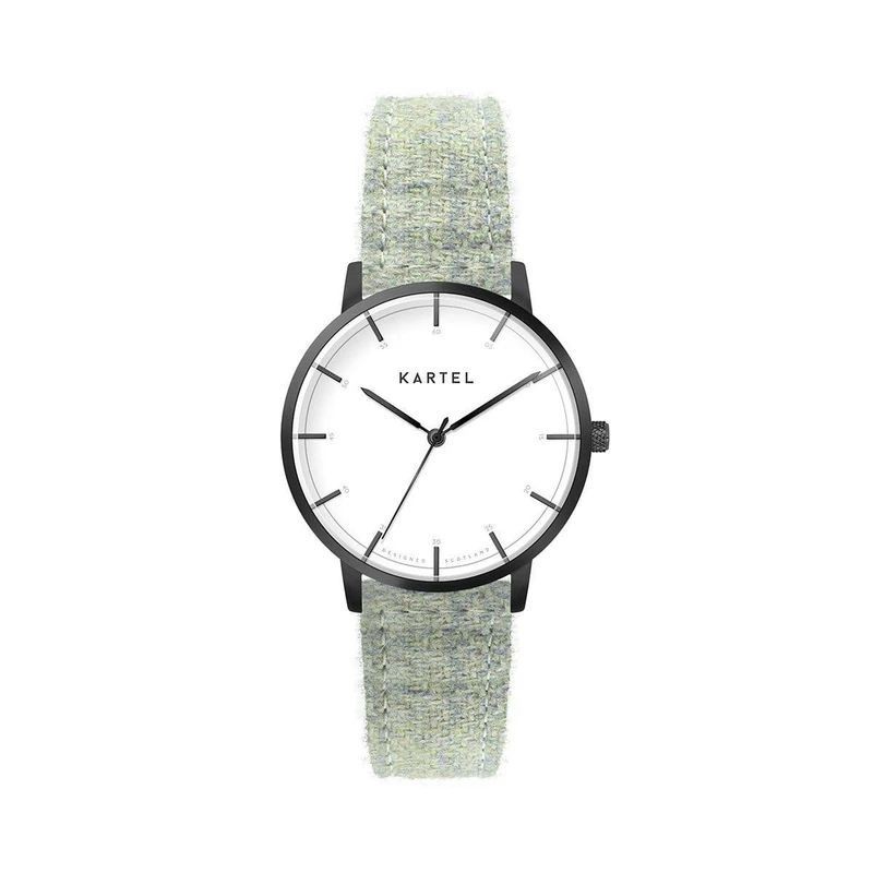 ISLA 34MM GREEN TWEED STRAP WATCH