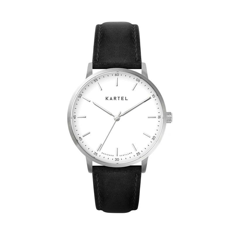 HUME 40MM BLACK LEATHER STRAP WATCH