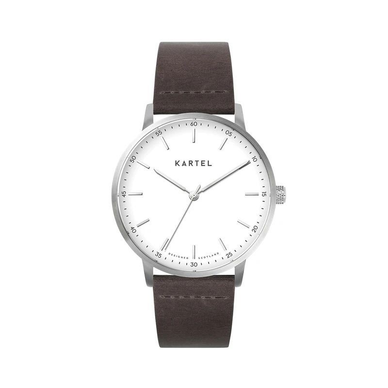 HUME 40MM BROWN LEATHER STRAP WATCH