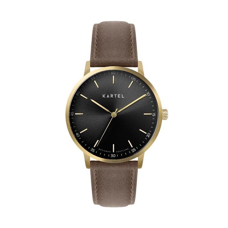 HUME 40MM BROWN LEATHER STRAP WATCH